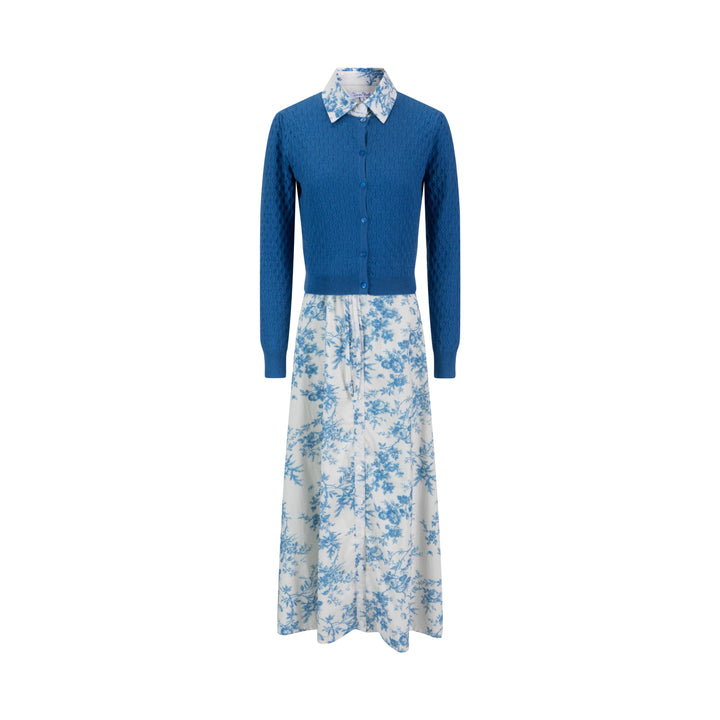 Blue Floral Overlay Dress