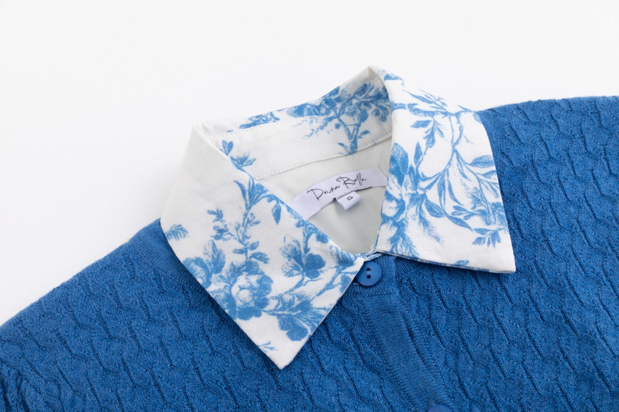 Blue Floral Overlay Dress