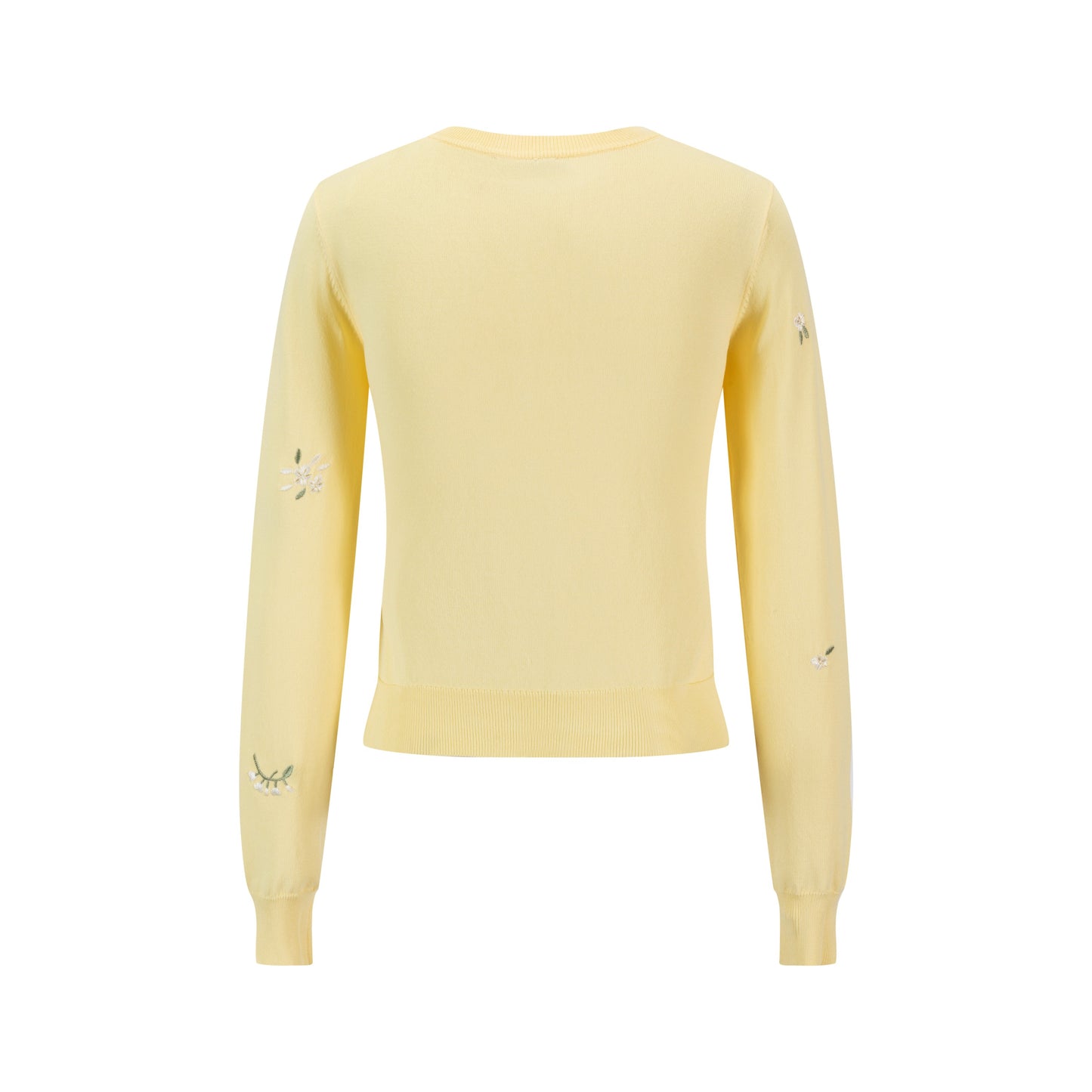 Knit Cardigan With Embroidery And Bows - Yellow