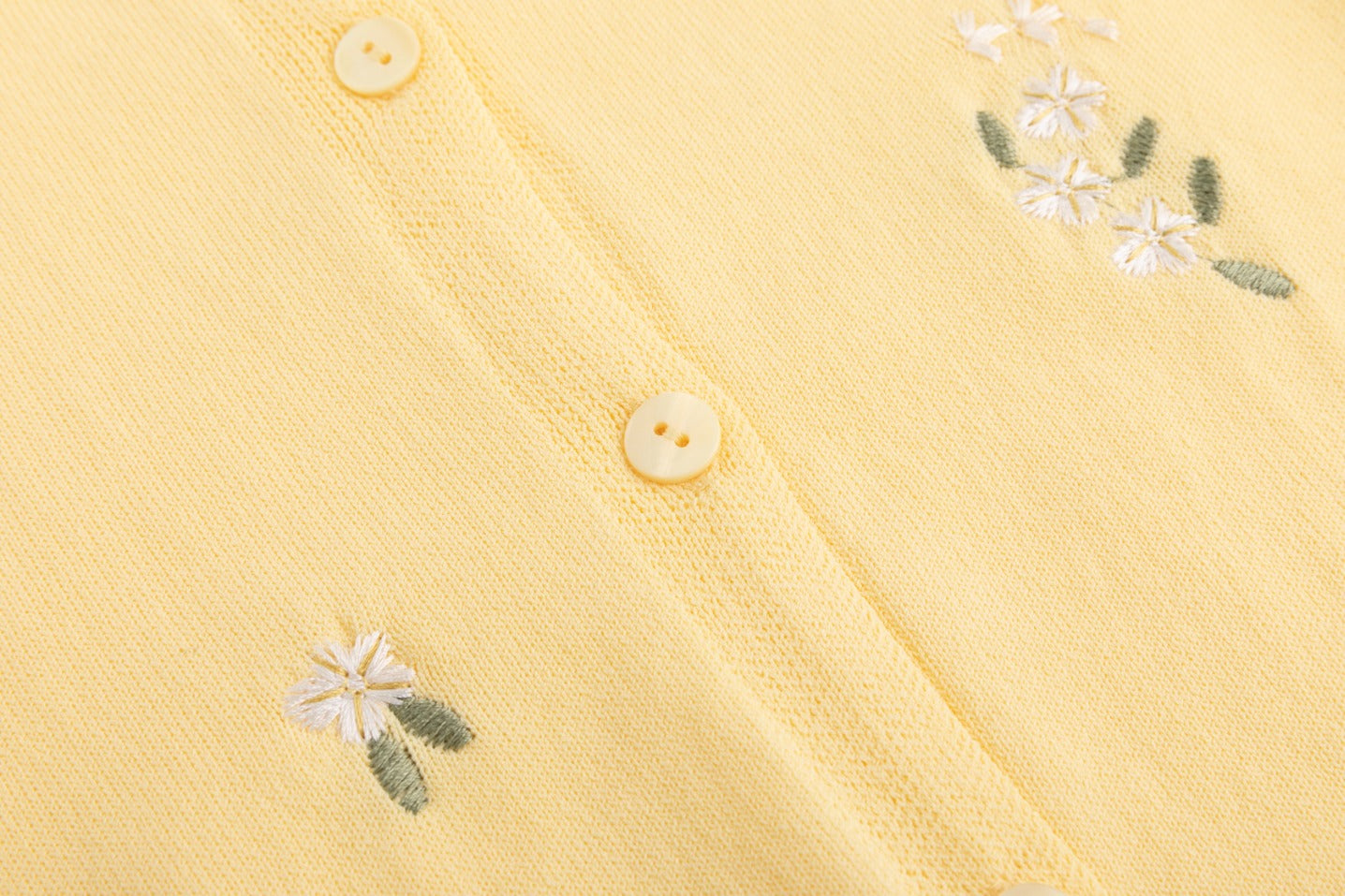 Knit Cardigan With Embroidery And Bows - Yellow