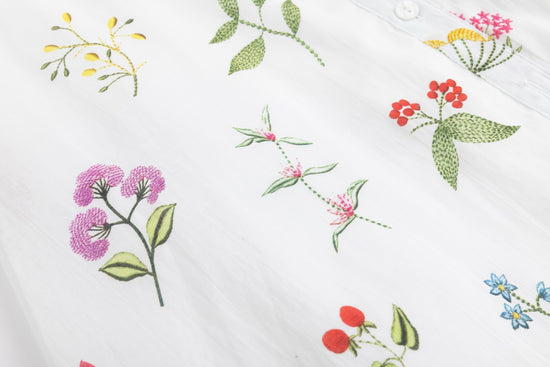 White Floral Dress With White Embroidered Cardigan