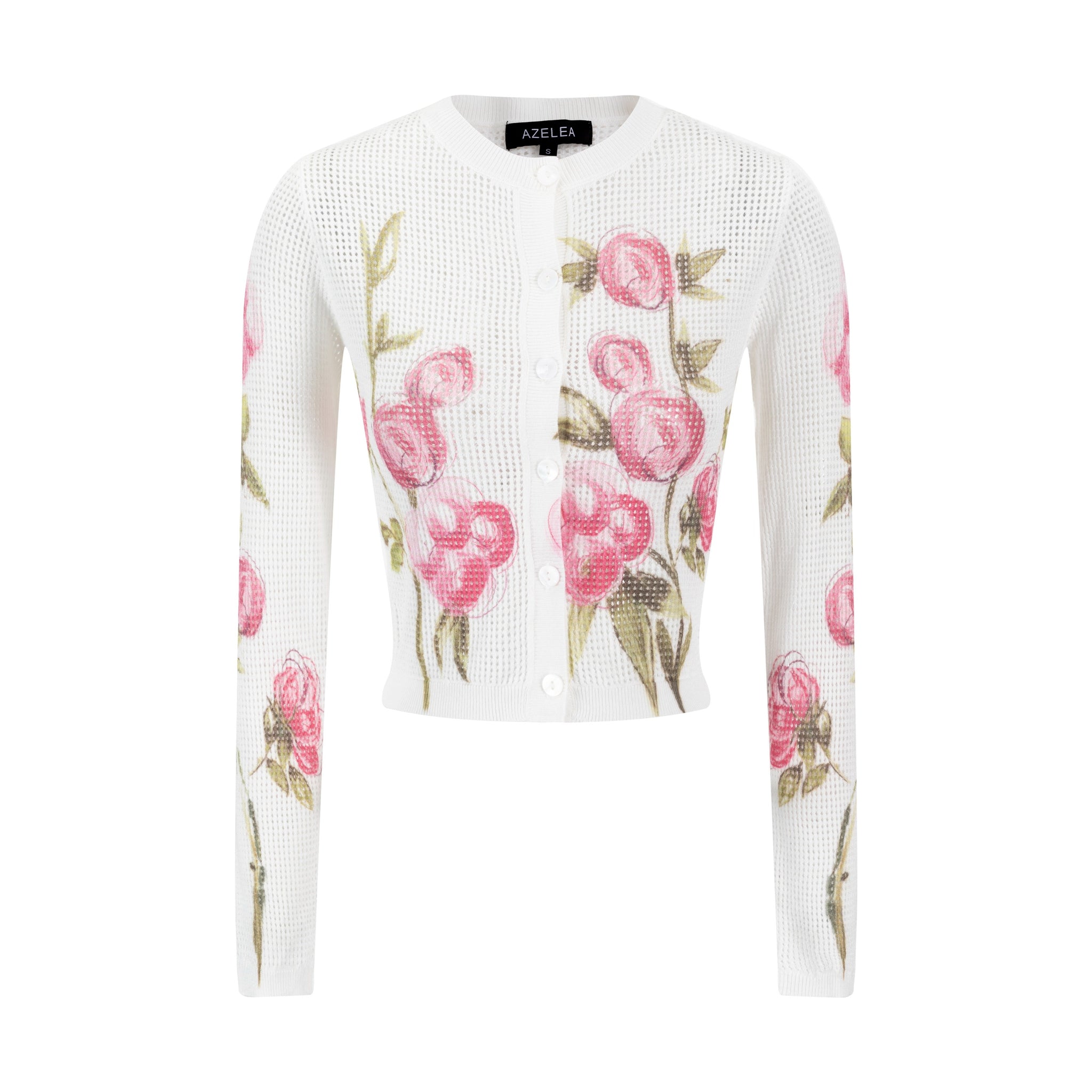 Box Hole Knit Painted Floral Sweater