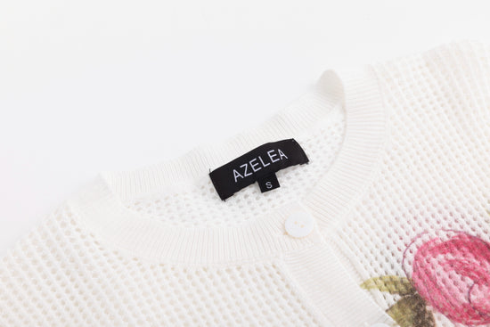 Box Hole Knit Painted Floral Sweater