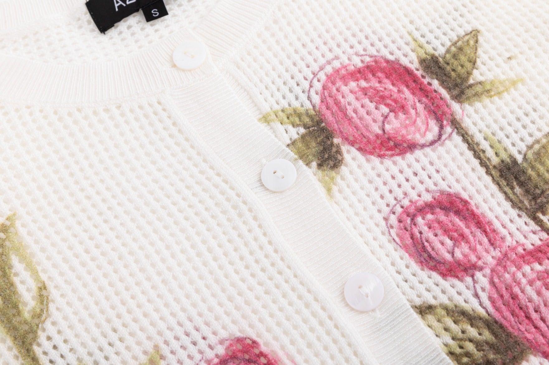 Box Hole Knit Painted Floral Sweater