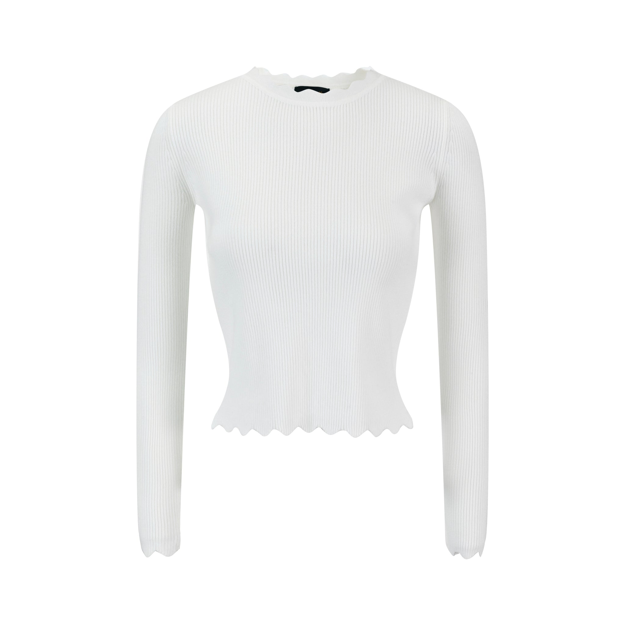 Scalloped Basic Sweater - Ivory