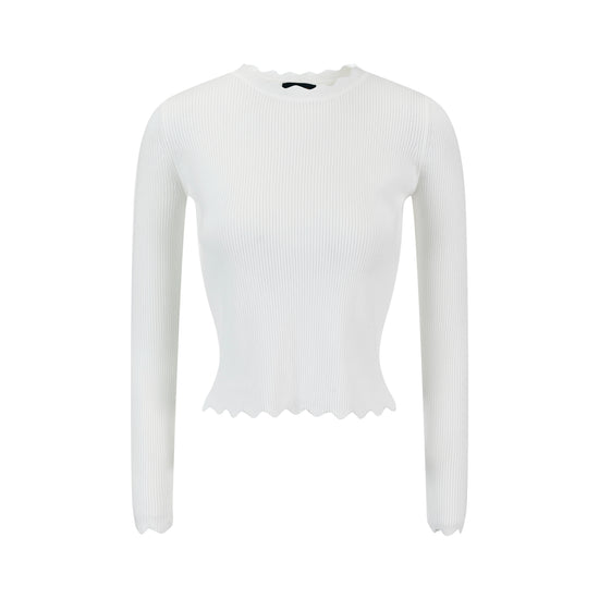 Scalloped Basic Sweater - Ivory