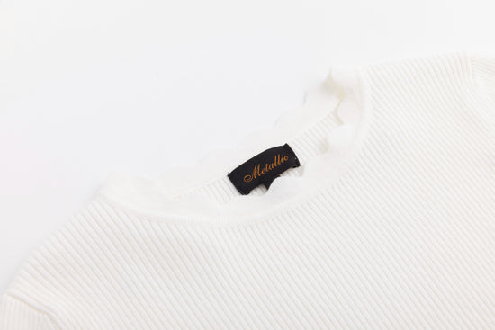 Scalloped Basic Sweater - Ivory
