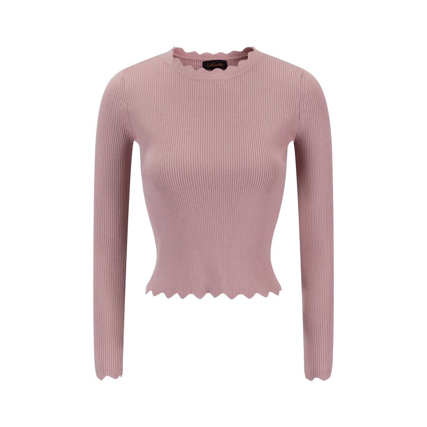 Scalloped Basic Sweater - Pink