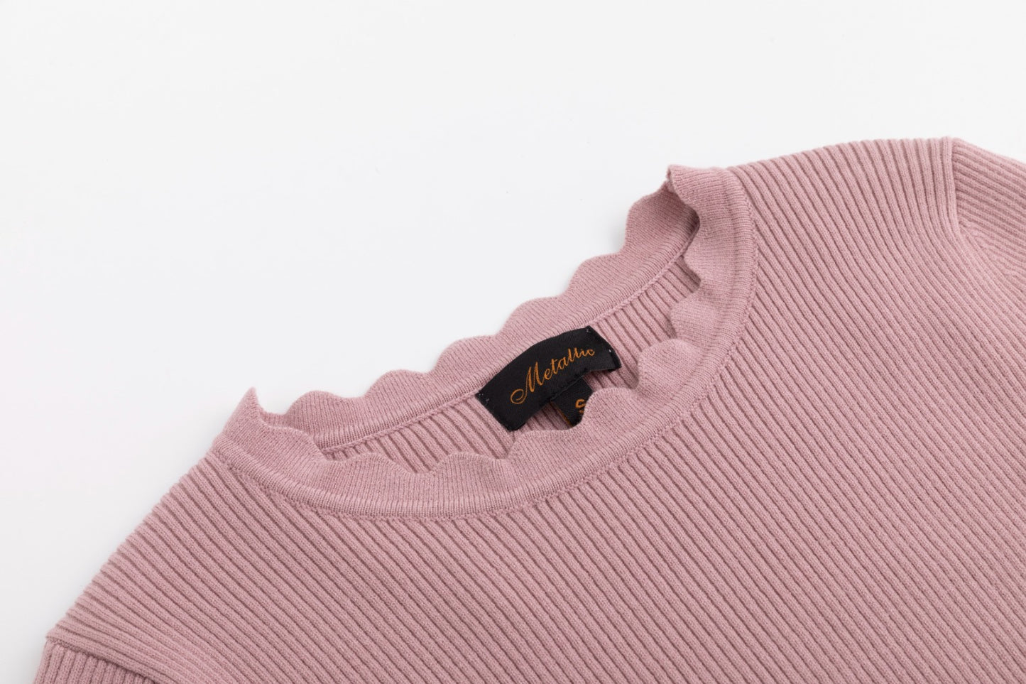 Scalloped Basic Sweater - Pink