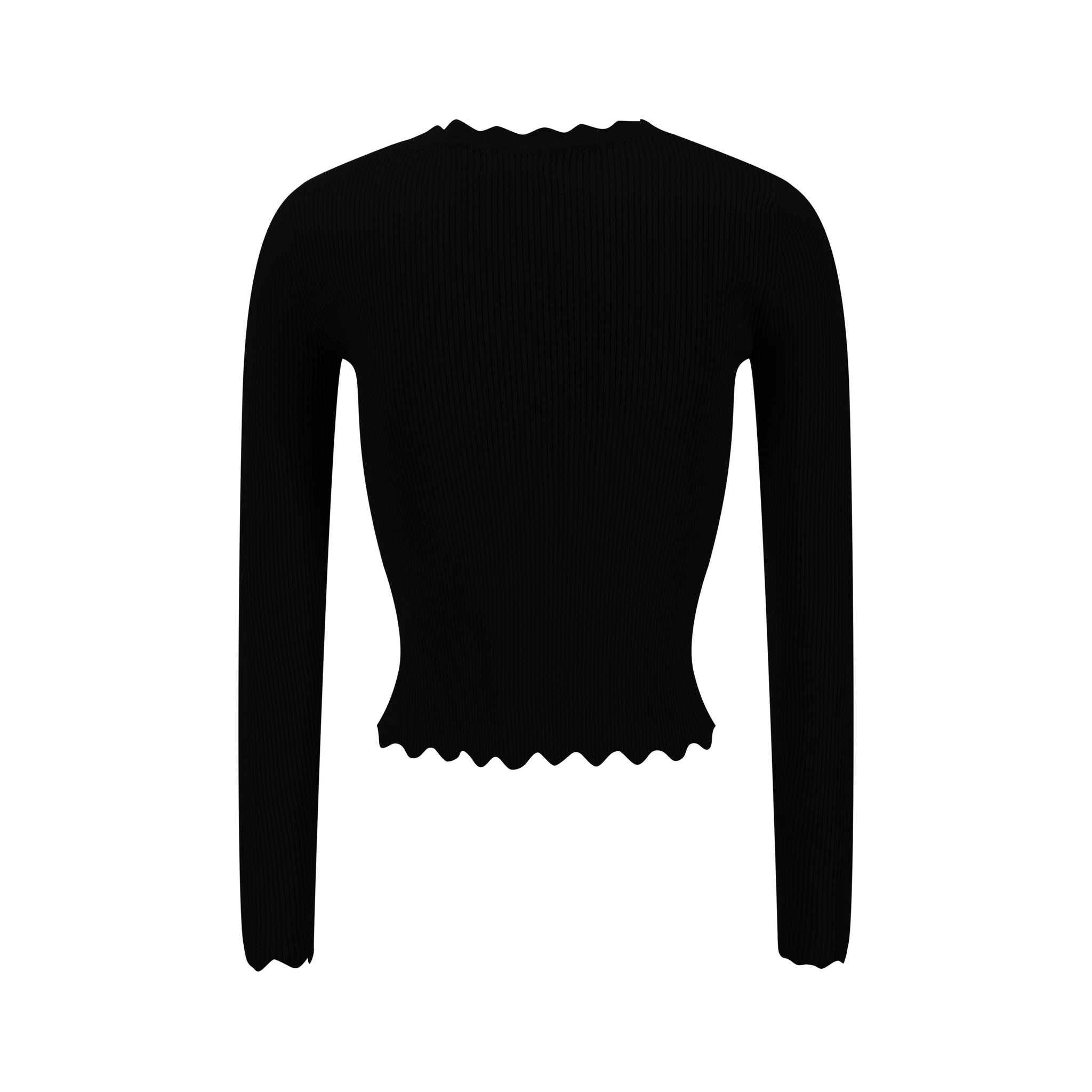 Scalloped Basic Sweater - Black
