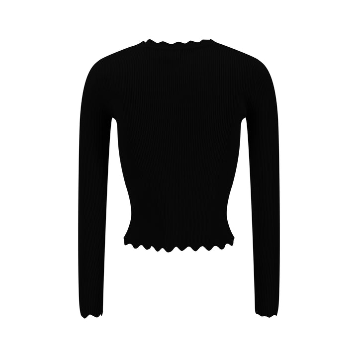 Scalloped Basic Sweater - Black