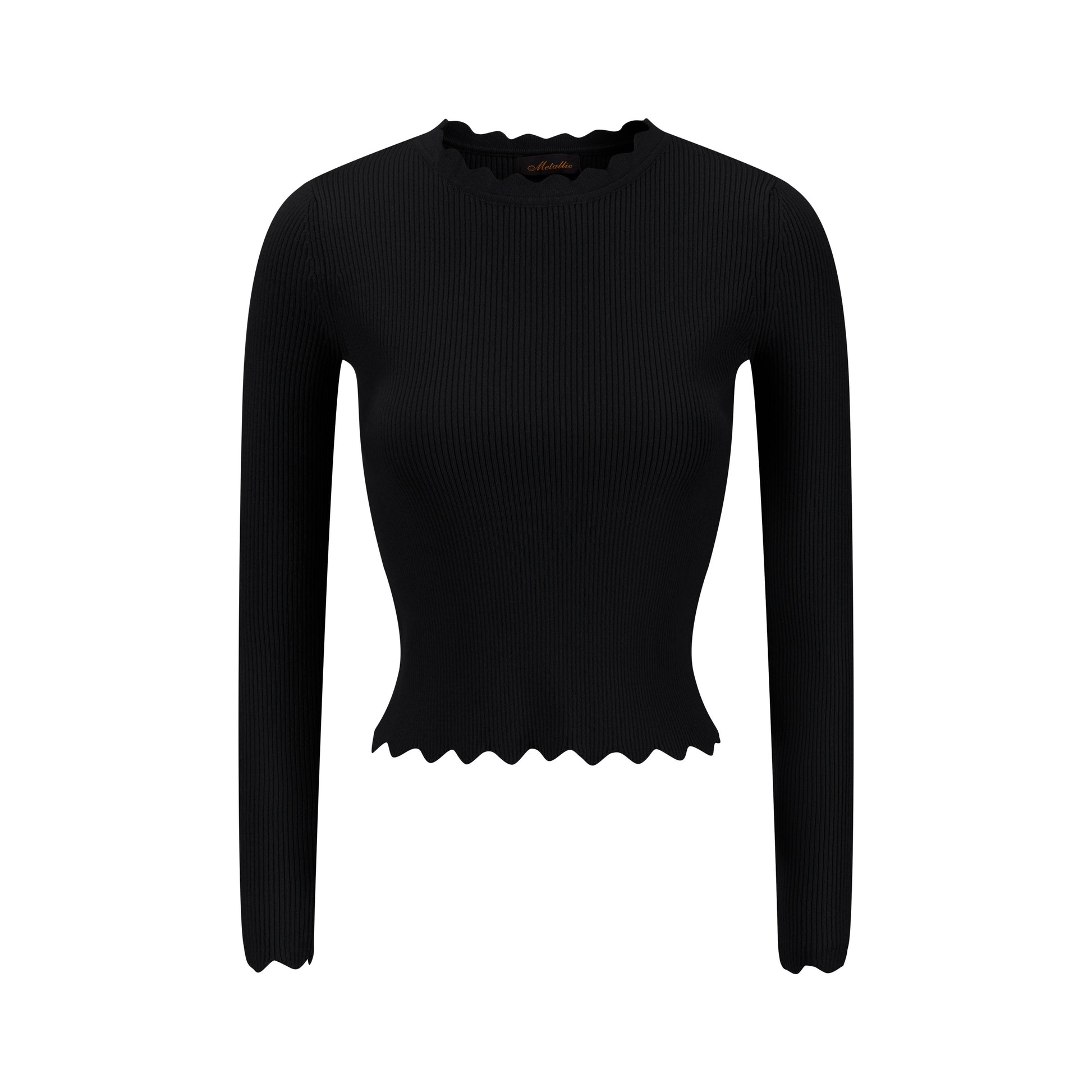 Scalloped Basic Sweater - Black