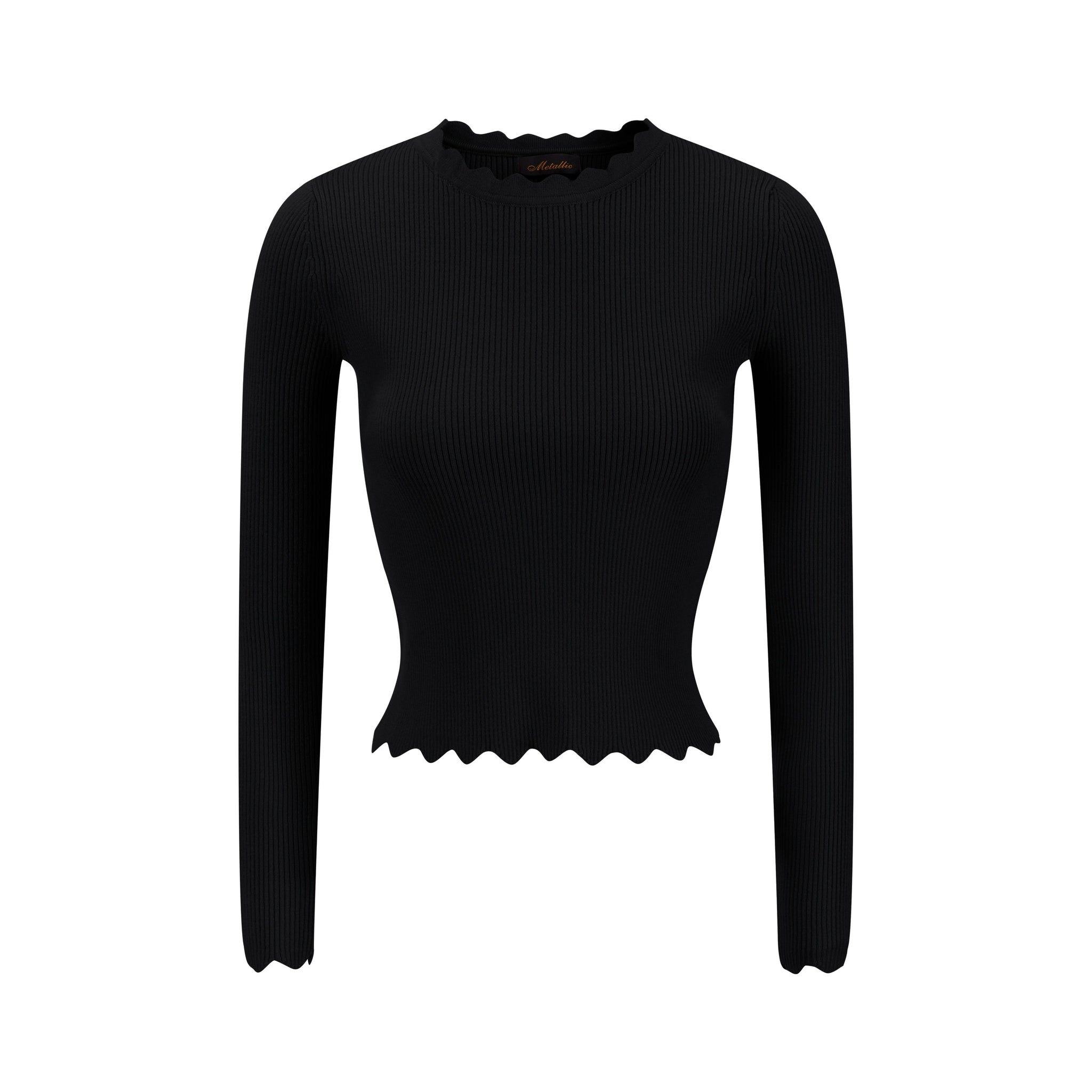 Scalloped Basic Sweater - Black