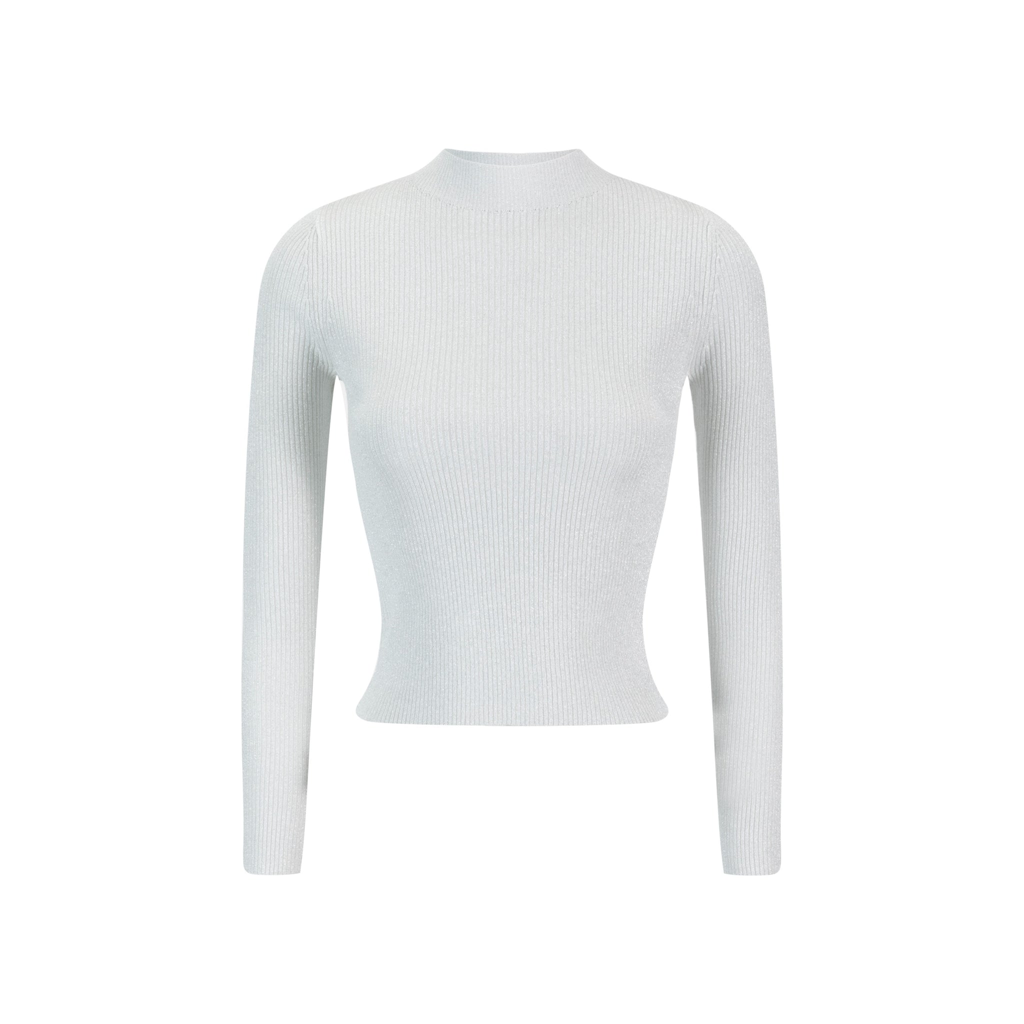 Shimmery Mock Neck Top - Silver