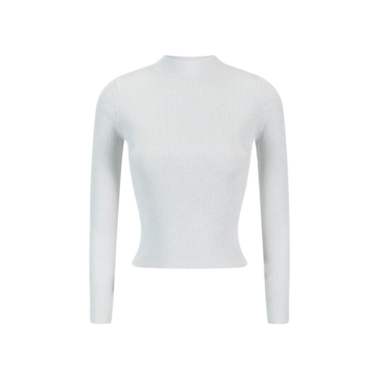 Shimmery Mock Neck Top - Silver