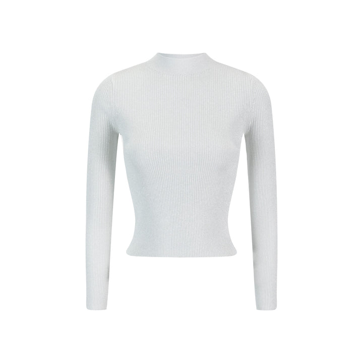 Shimmery Mock Neck Top - Silver