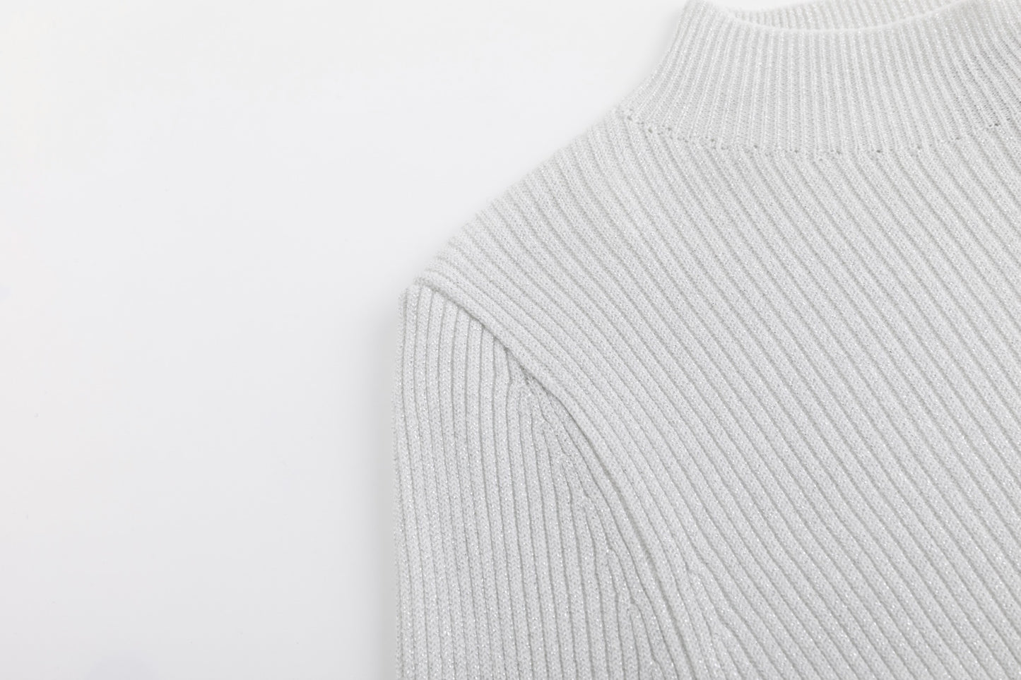 Shimmery Mock Neck Top - Silver