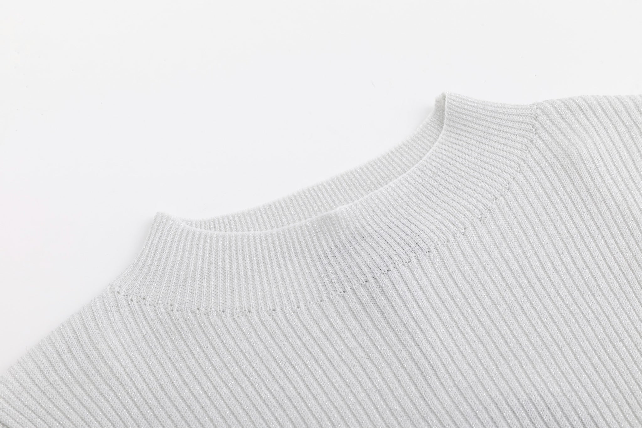Shimmery Mock Neck Top - Silver