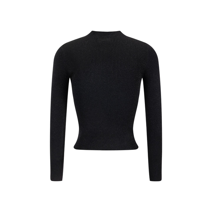 Shimmery Mock Neck Top - Black