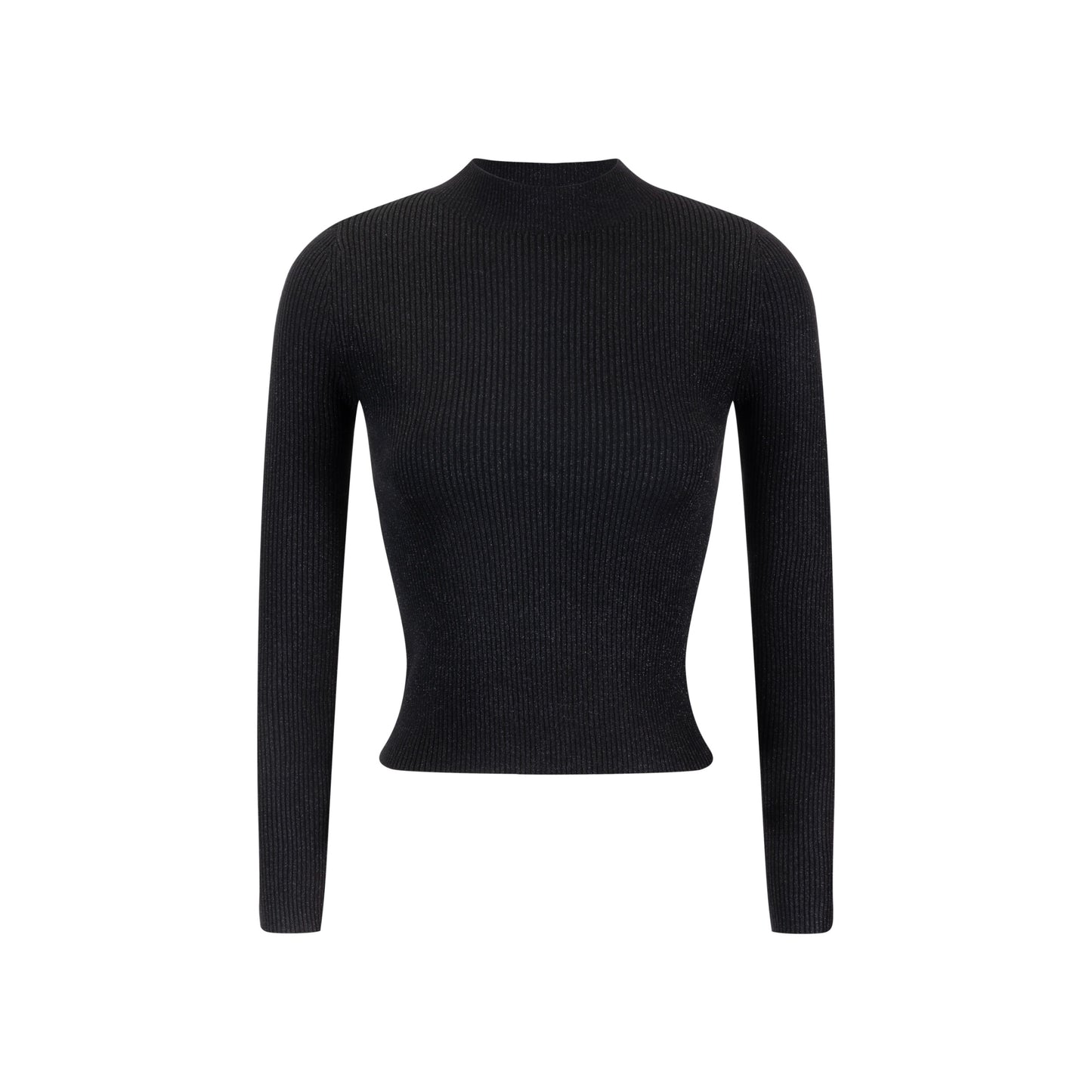 Shimmery Mock Neck Top - Black