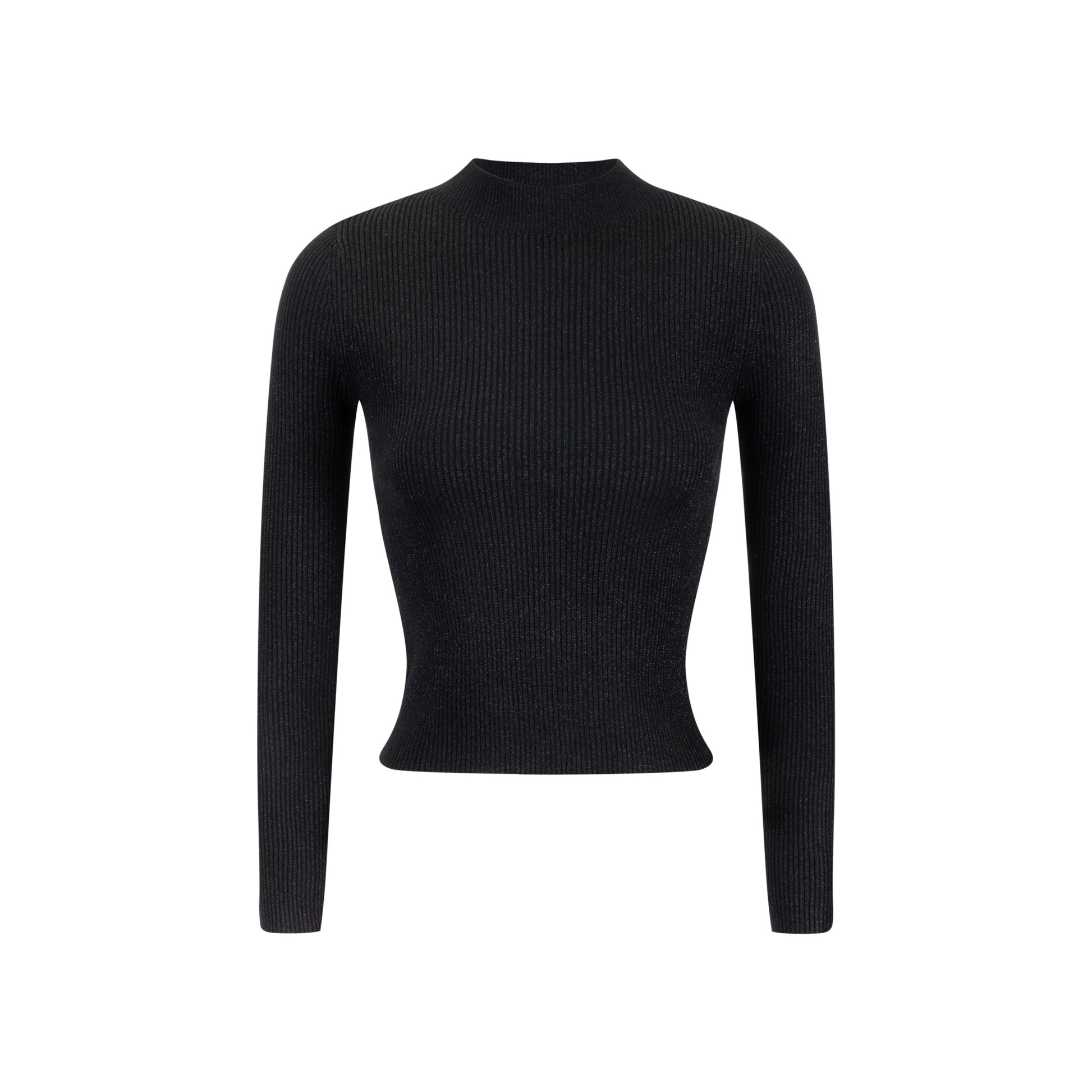 Shimmery Mock Neck Top - Black