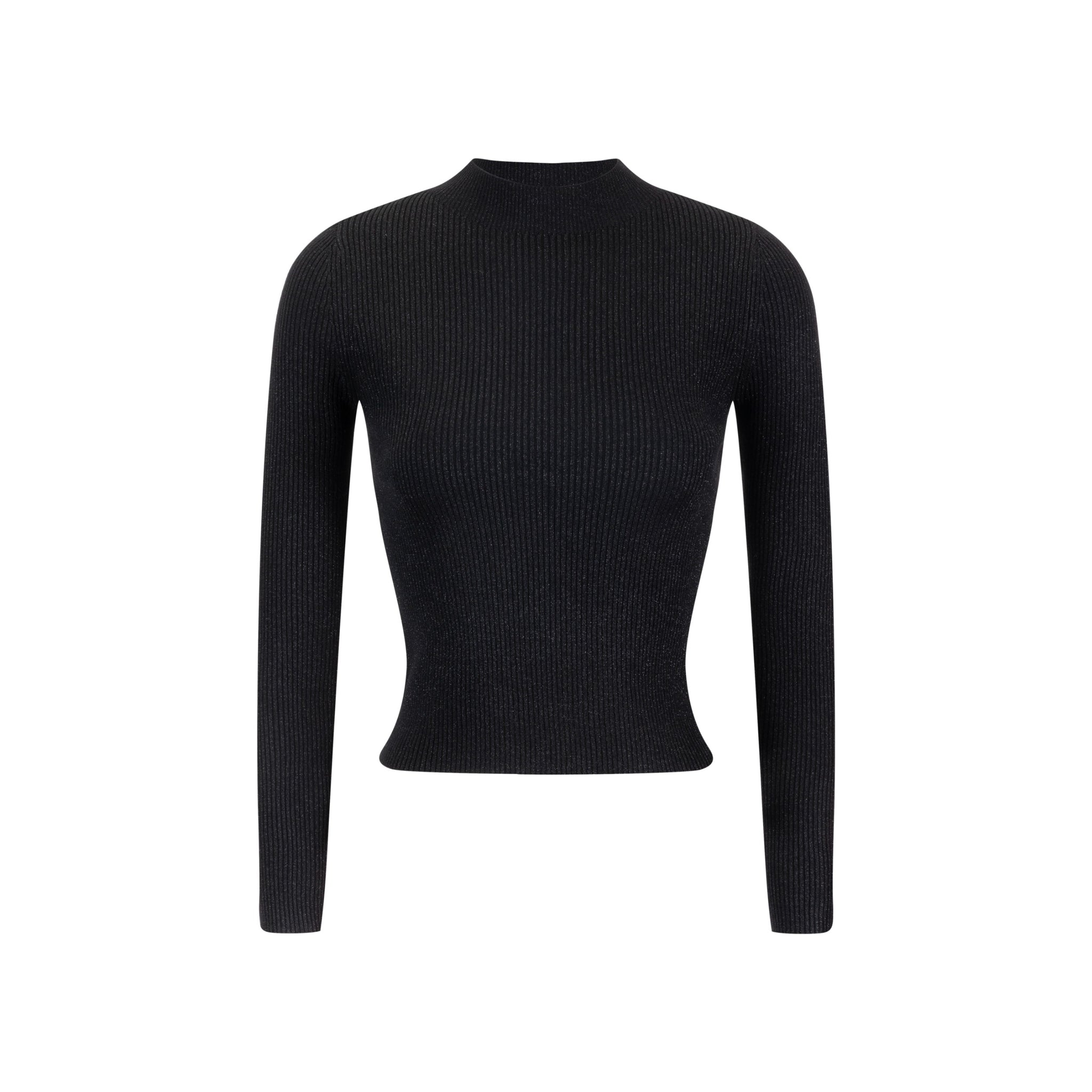 Shimmery Mock Neck Top - Black