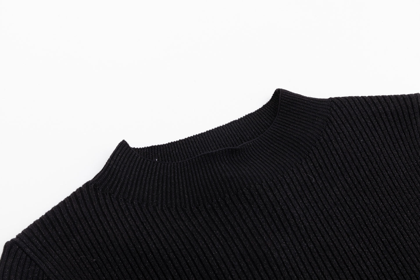 Shimmery Mock Neck Top - Black