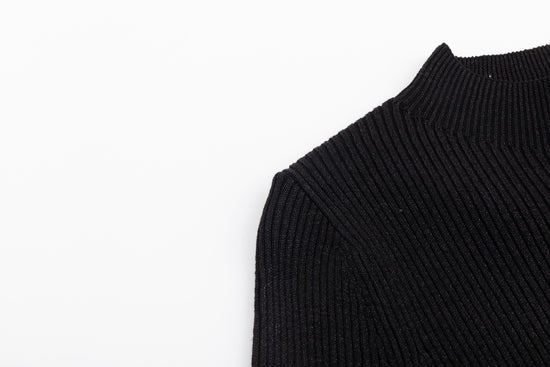 Shimmery Mock Neck Top - Black