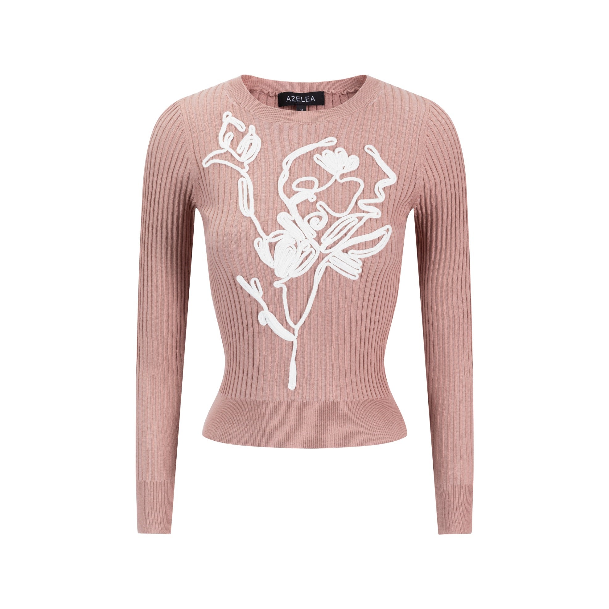 Rose Blush Sweater With White Floral