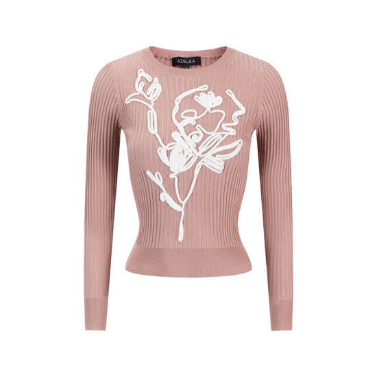 Rose Blush Sweater With White Floral