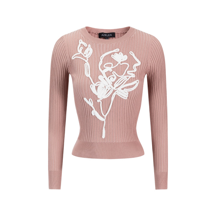 Rose Blush Sweater With White Floral