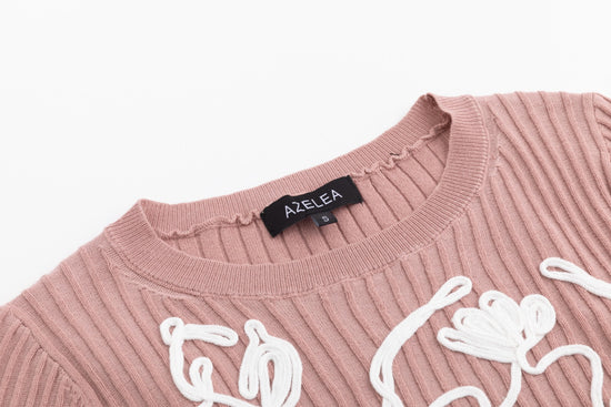 Rose Blush Sweater With White Floral