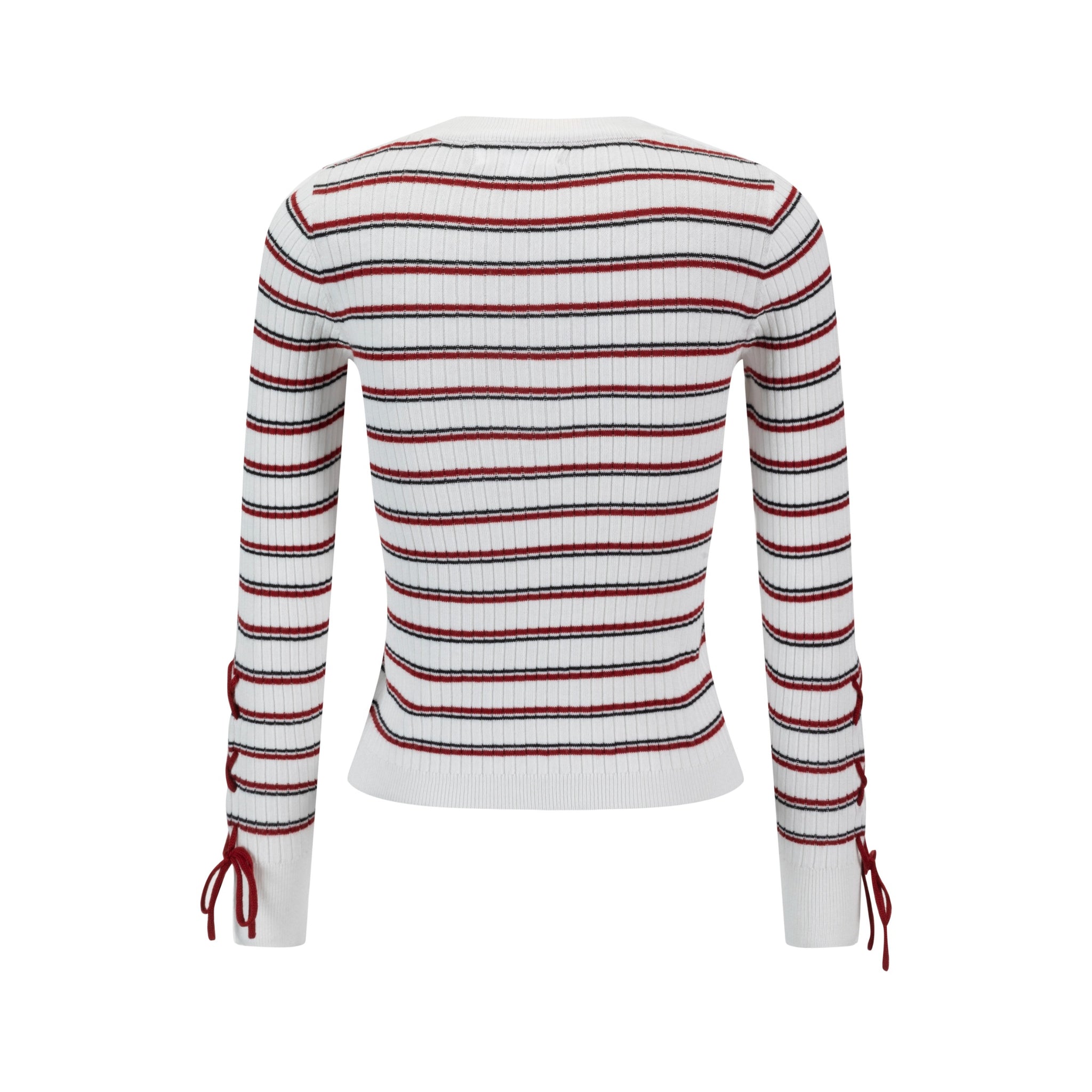 Black And Red Stripped Knit Sweater