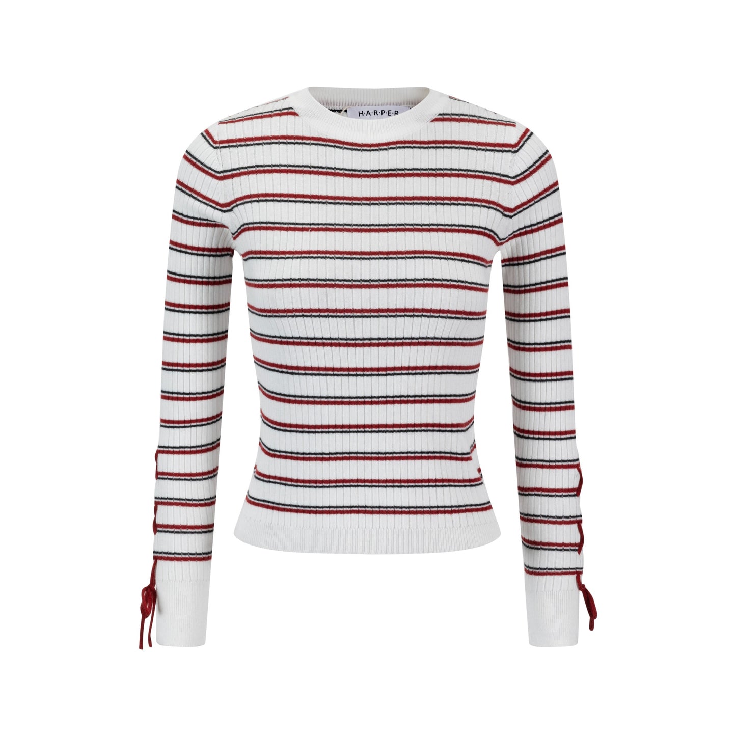 Black And Red Stripped Knit Sweater