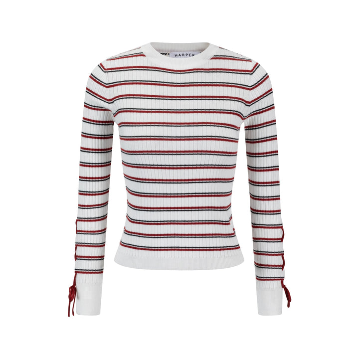 Black And Red Stripped Knit Sweater