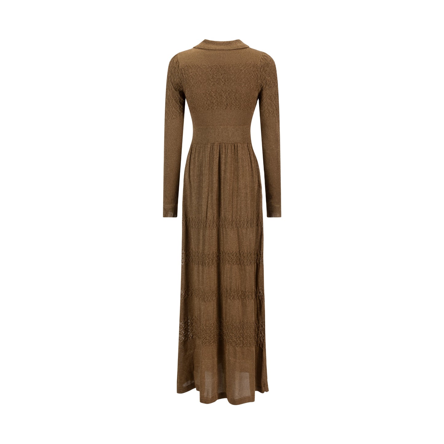 Brown Knit Dress With Collar