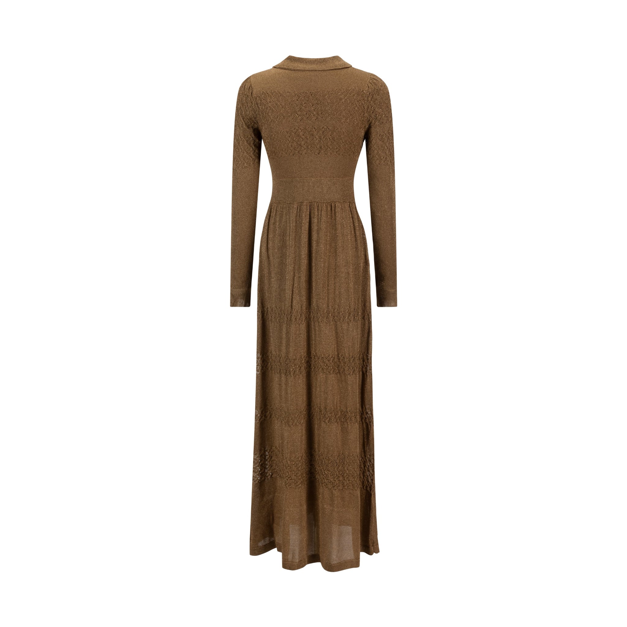 Brown Knit Dress With Collar
