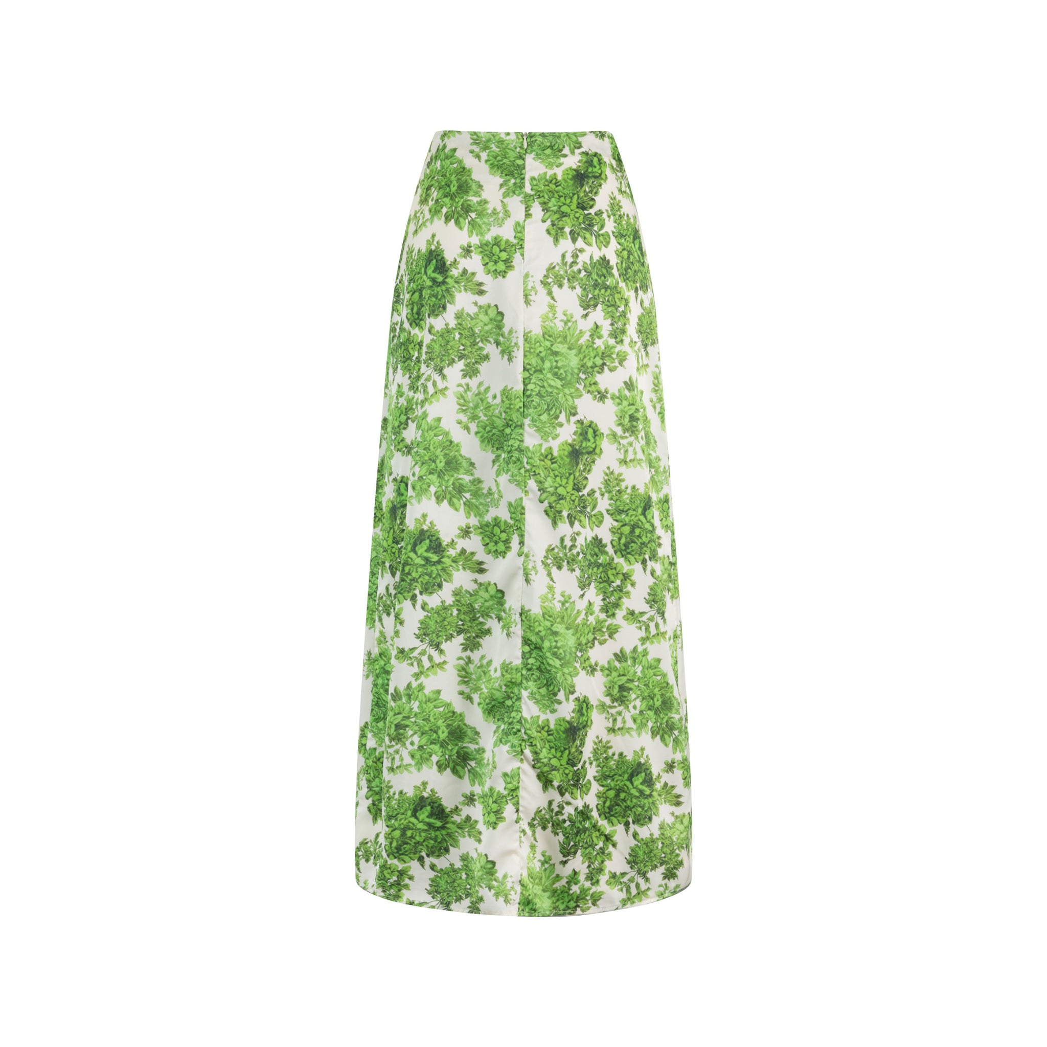 Green Floral Slip Skirt With Ruffle Detail