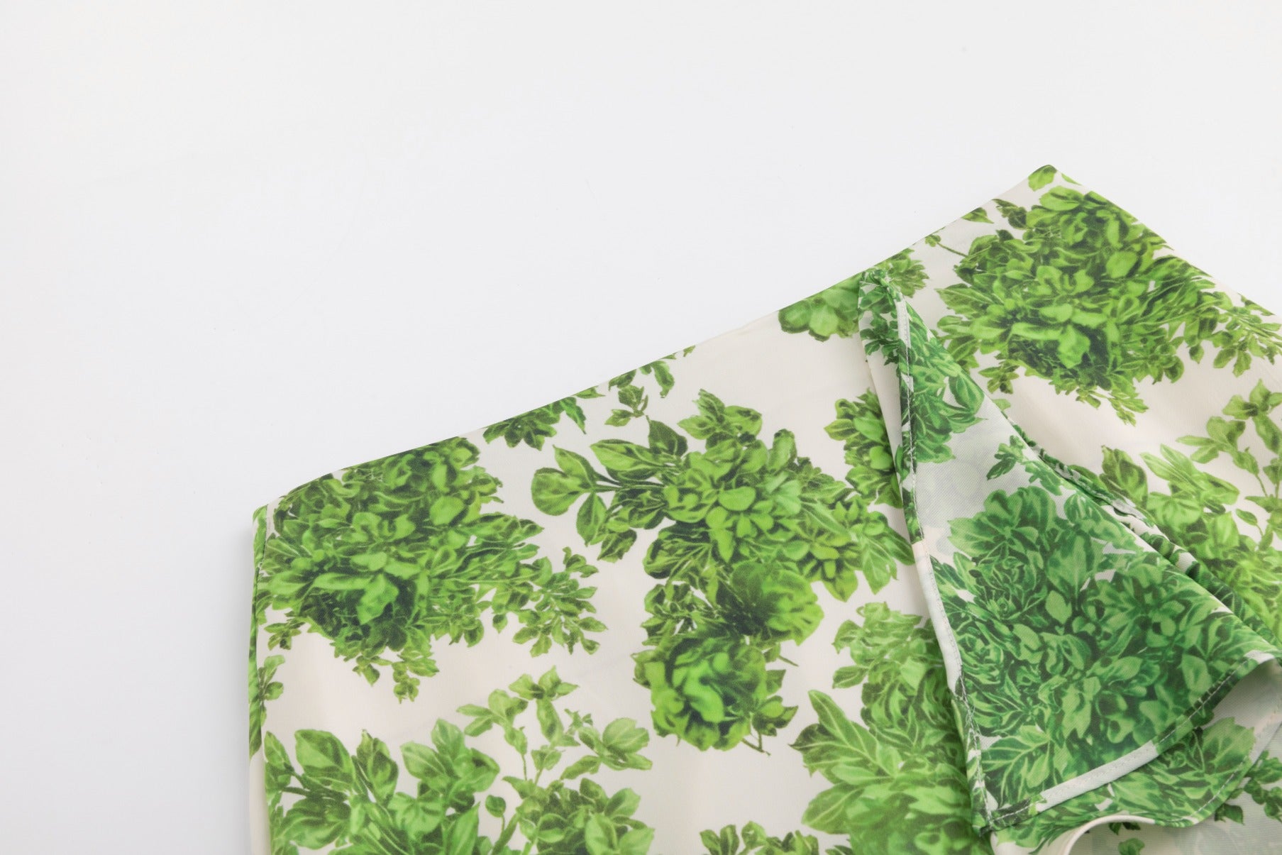 Green Floral Slip Skirt With Ruffle Detail
