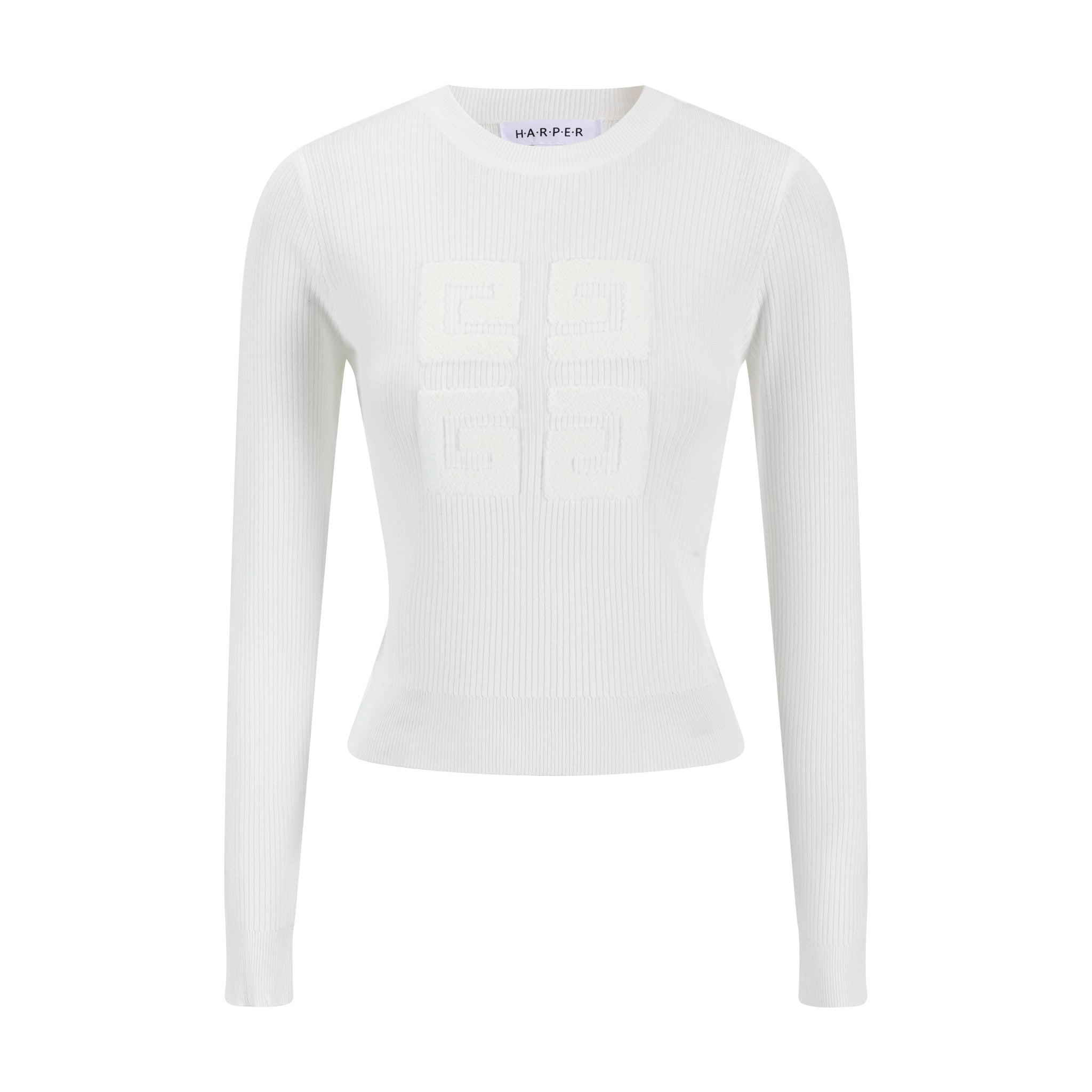 Logo Patch Sweater - White
