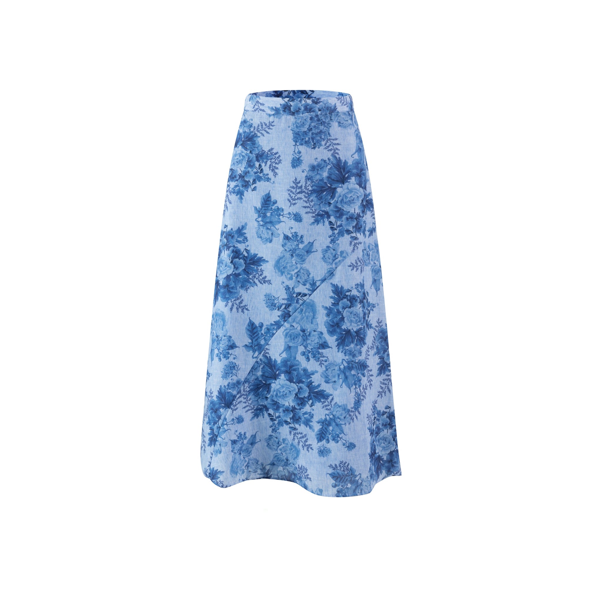 Blur On Blue Floral Skirt