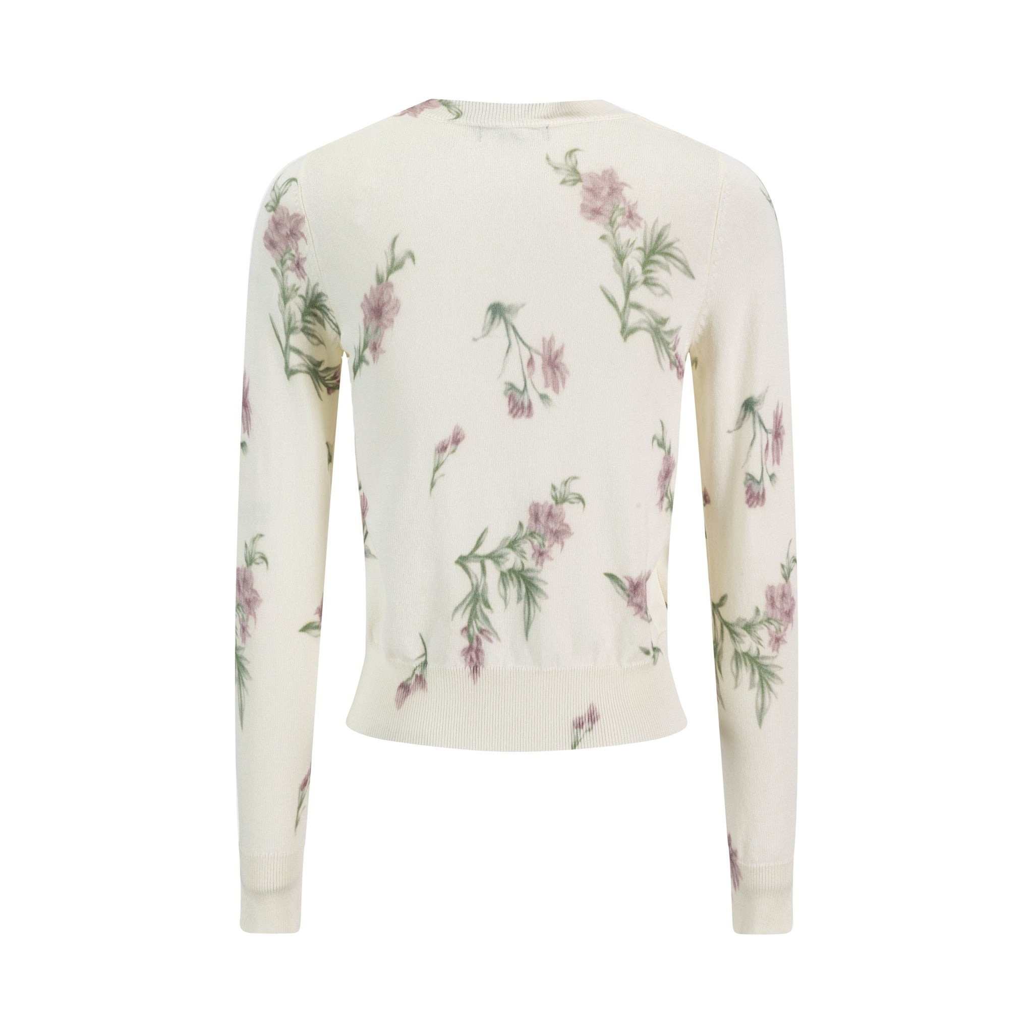 Knit Pink And Green Floral Sweater