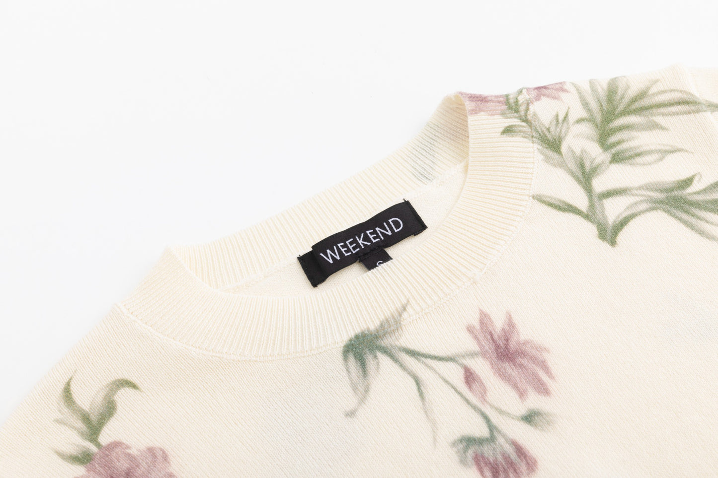 Knit Pink And Green Floral Sweater