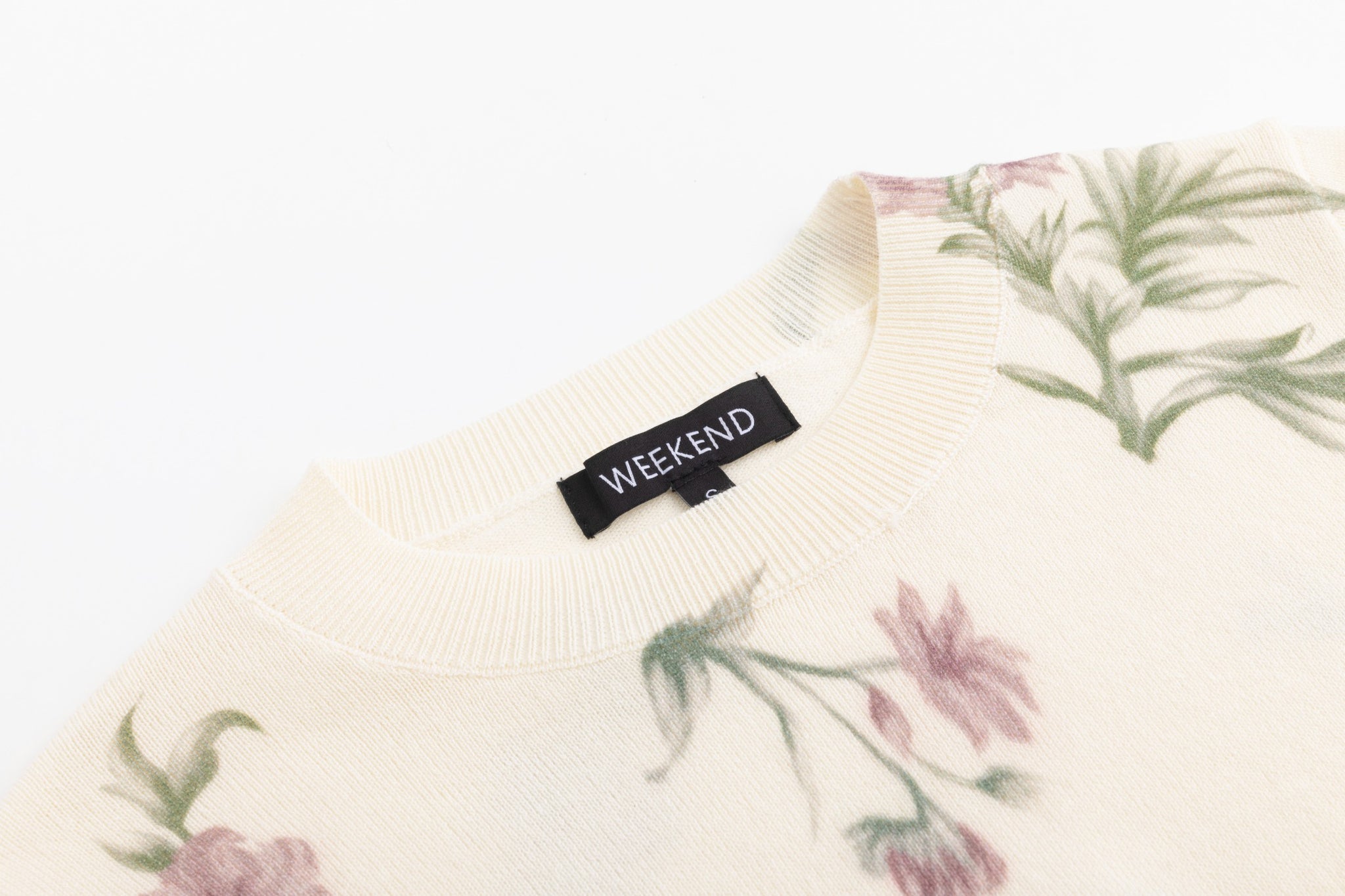 Knit Pink And Green Floral Sweater
