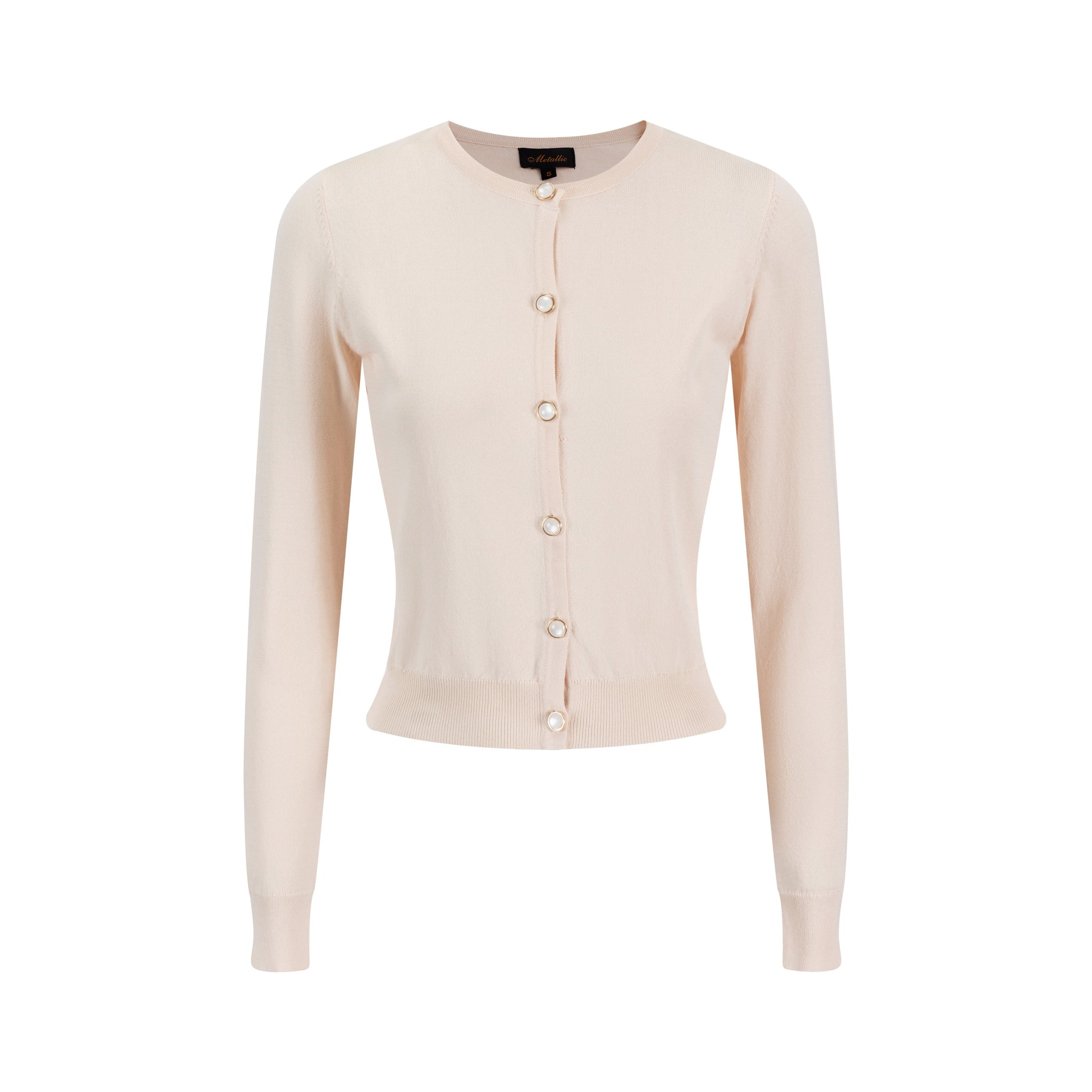 Blushy Pink Cardigan With Pearl Buttons