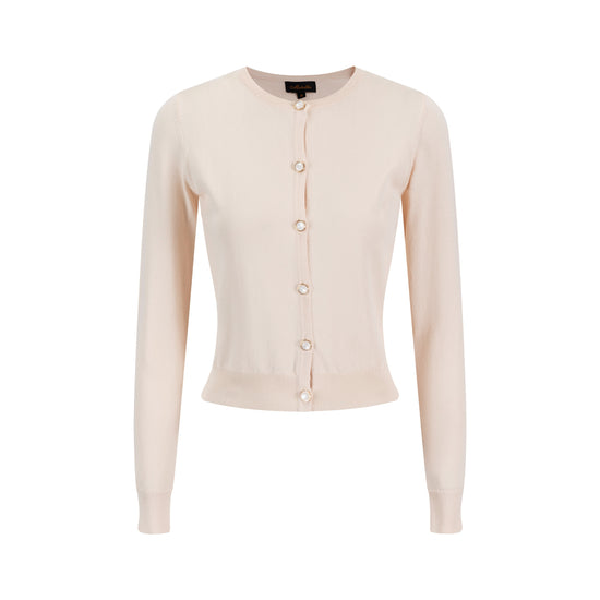 Blushy Pink Cardigan With Pearl Buttons