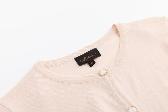 Blushy Pink Cardigan With Pearl Buttons