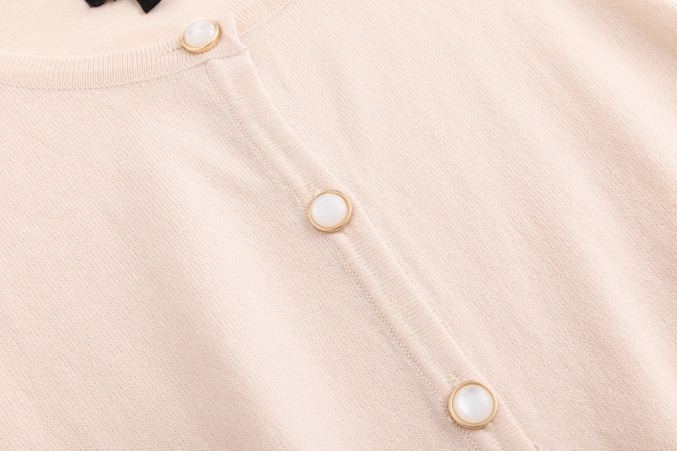 Blushy Pink Cardigan With Pearl Buttons