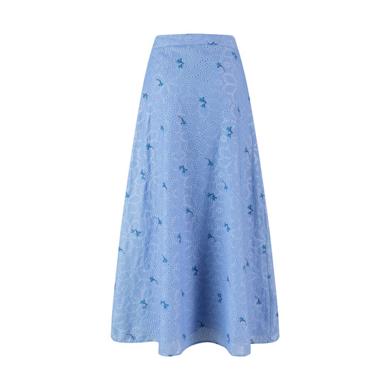 Eyelet Floral Skirt - Blue