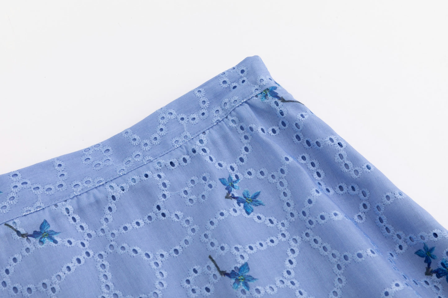 Eyelet Floral Skirt - Blue